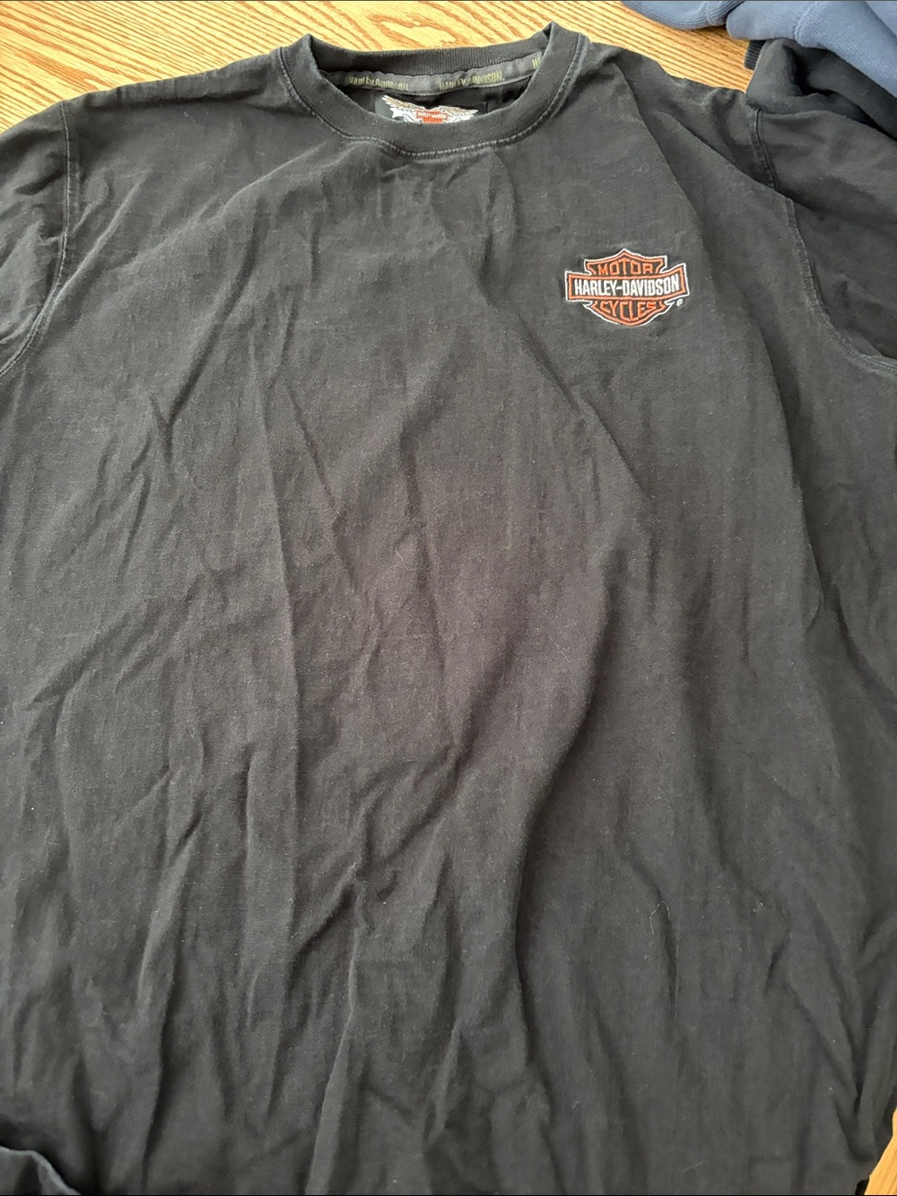 Harley-Davidson Black Long Sleeve Shirt with Orange & White Shield Logo
